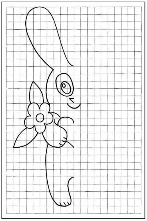 atividade simetria coelho para colorir e completar 2