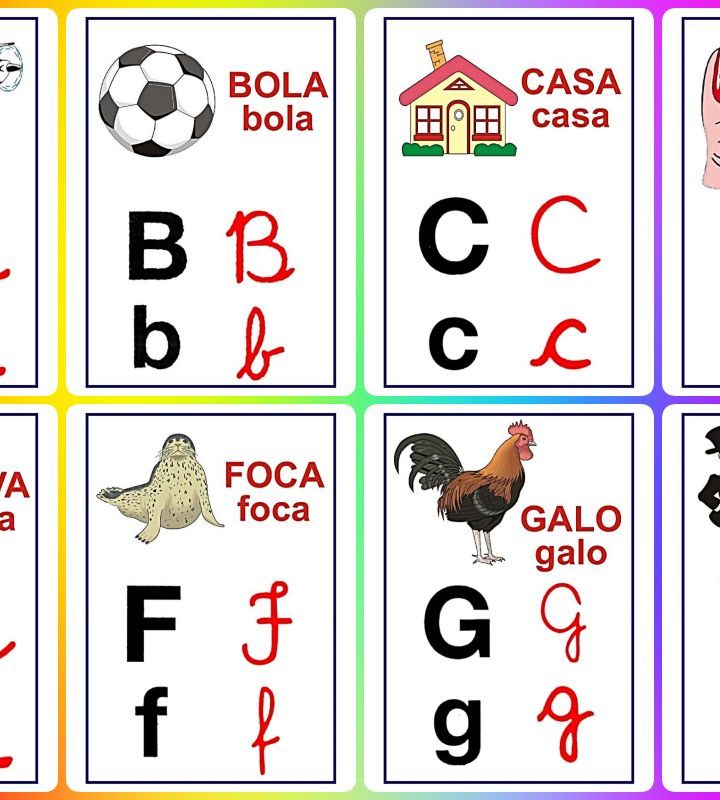 Alfabeto ilustrado de parede para imprimir