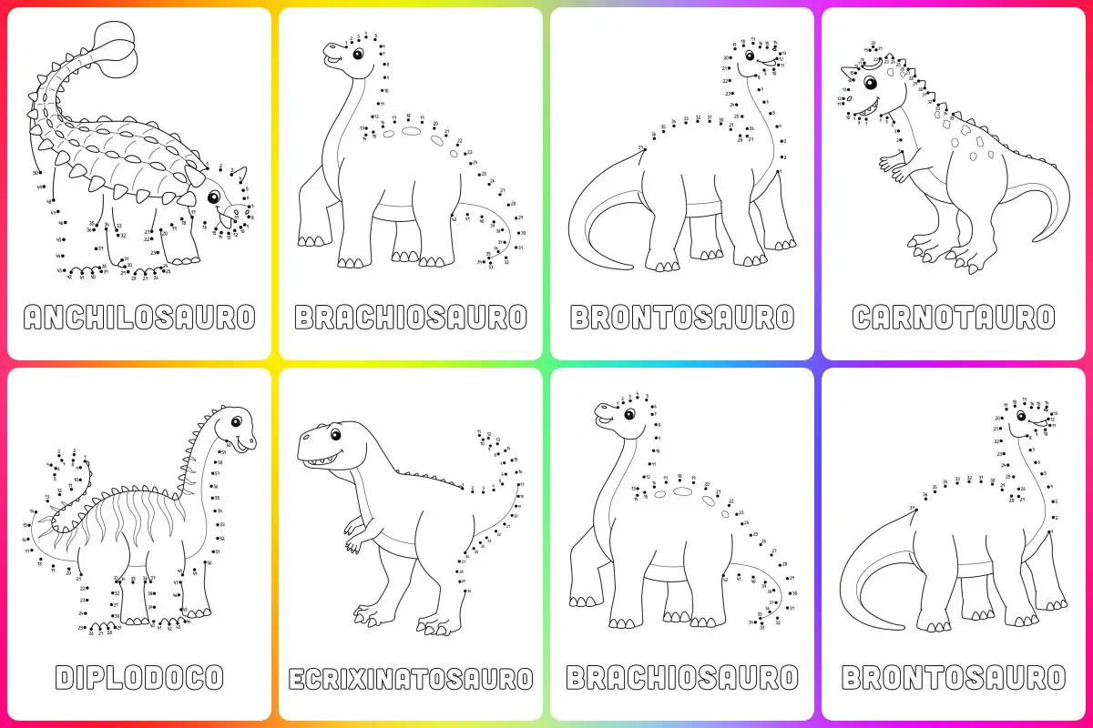 Atividade ligue os pontos Dinossauros para imprimir