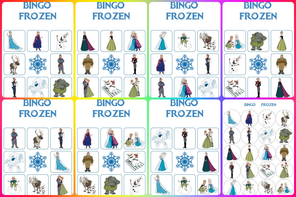 Bingo Frozen para imprimir