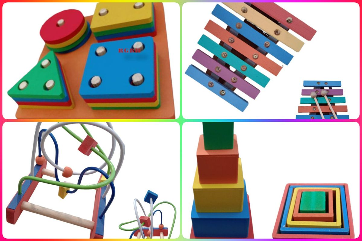 kit brinquedos de madeira