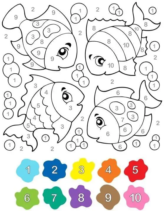 pintar com numeros peixes