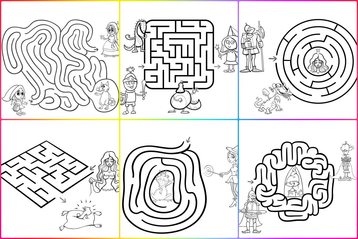 Atividade labirinto contos de fadas para imprimir