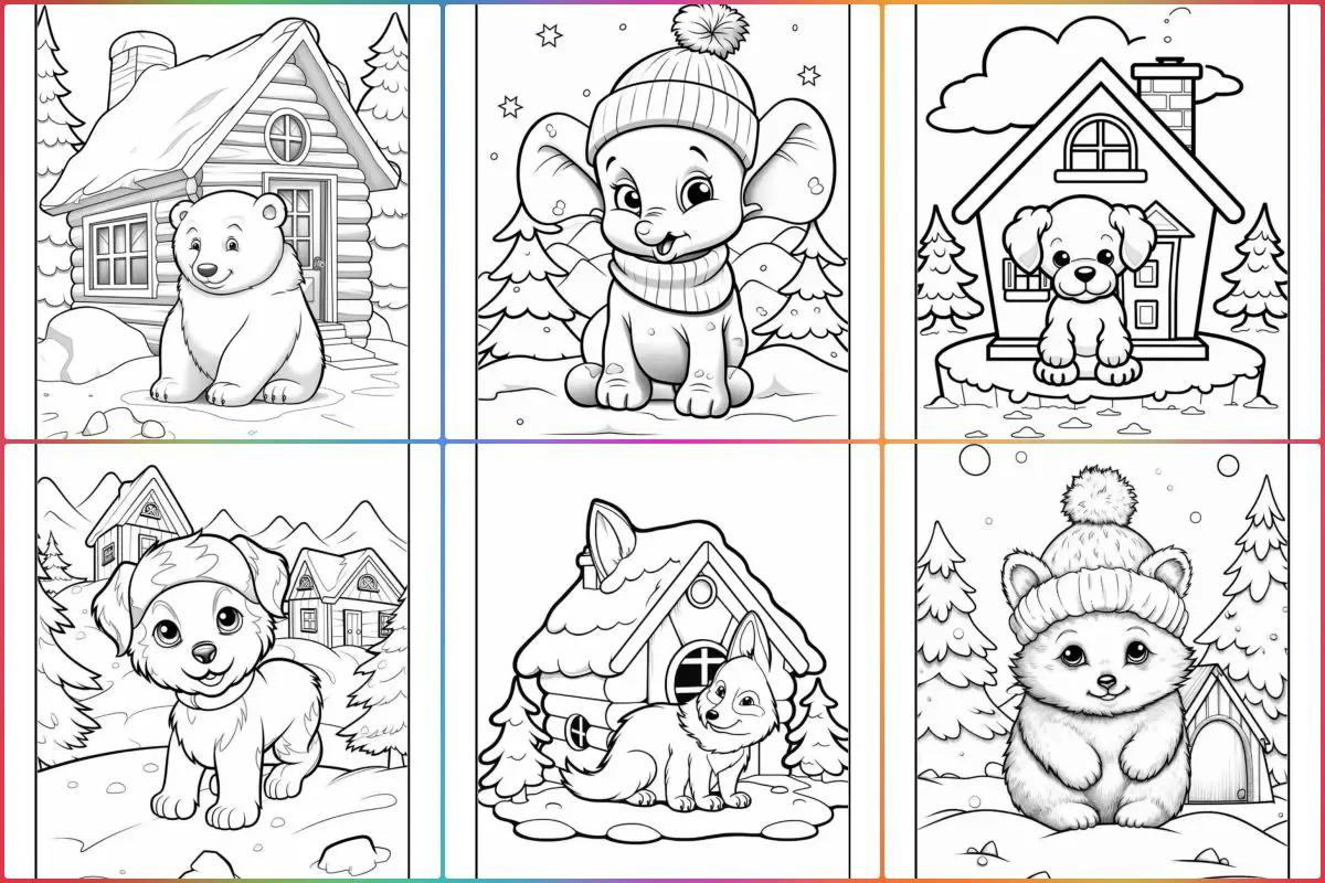 Animais no natal para colorir