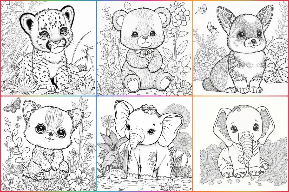 Animais bebês para colorir