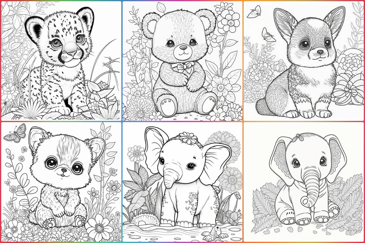 Desenhos para colorir de animais fofos