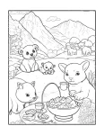 Animais fazendo picnic para colorir (54)