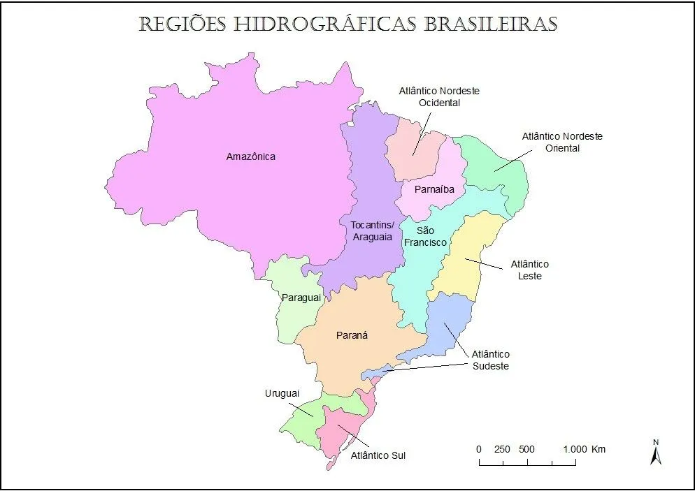 Mapa de Bacias Hidrográficas do Brasil para imprimir