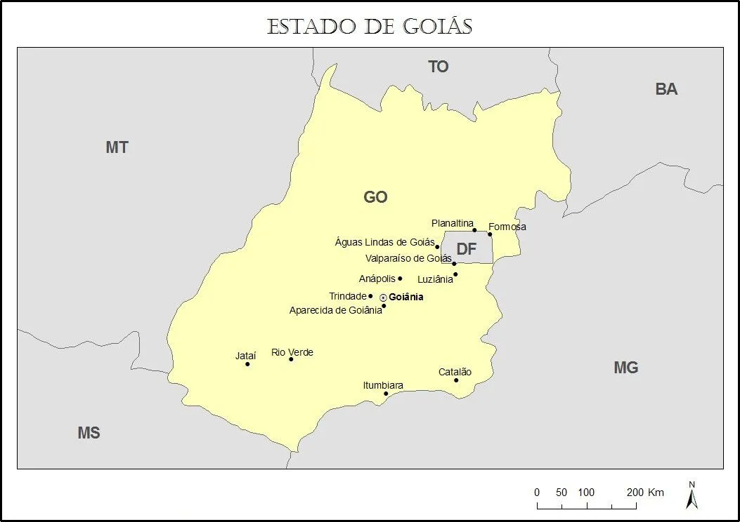 Mapa de Goiás para imprimir