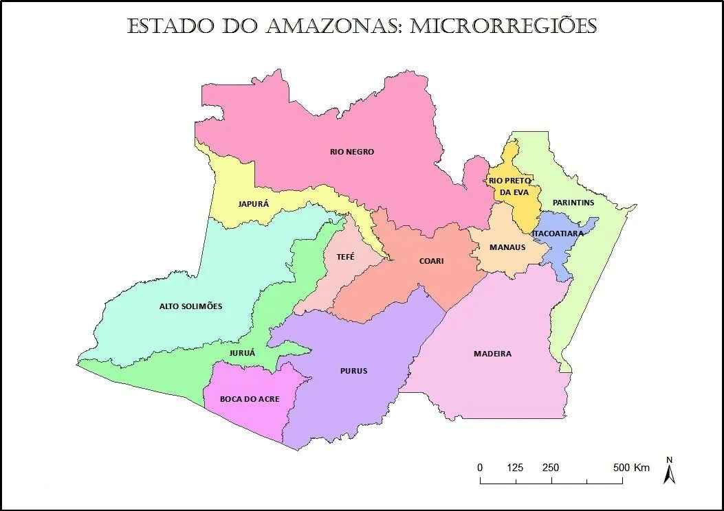 Mapa de Microrregiões do Amazonas para imprimir
