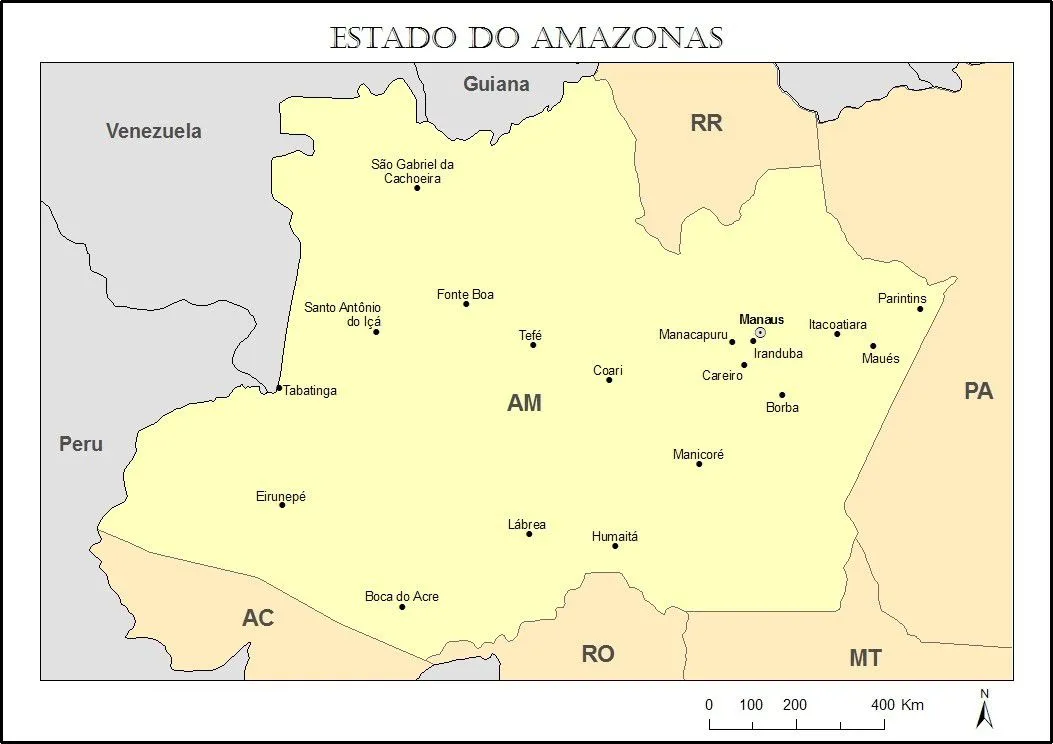 Mapa do Amazonas para imprimir