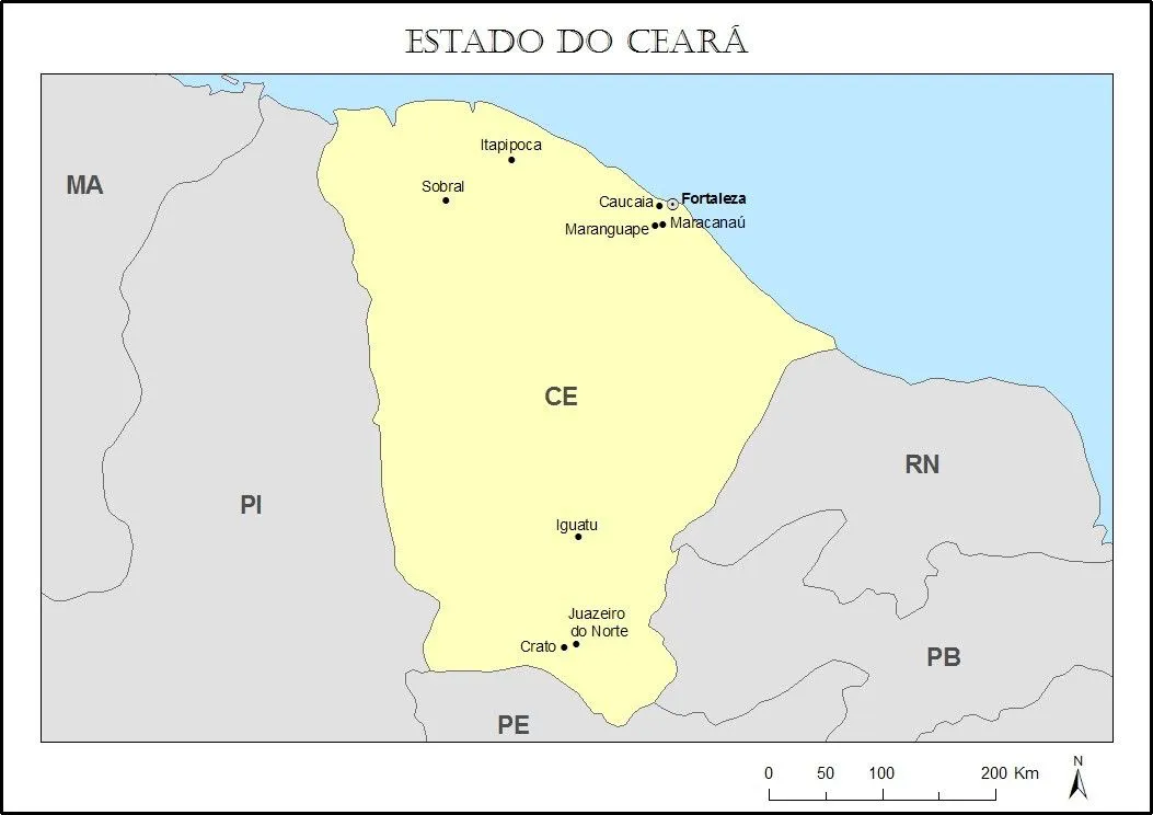 Mapa do Ceará para imprimir