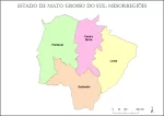 Mapa do Mato Grosso do Sul dividido em mesorregiões