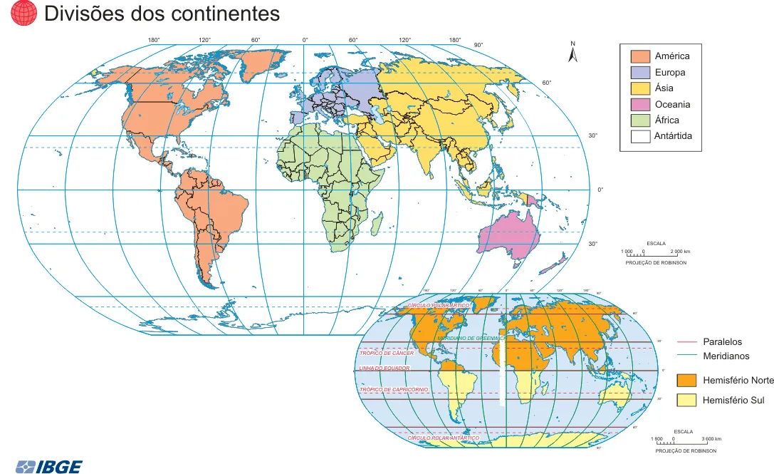 Mapa dos Continentes para imprimir
