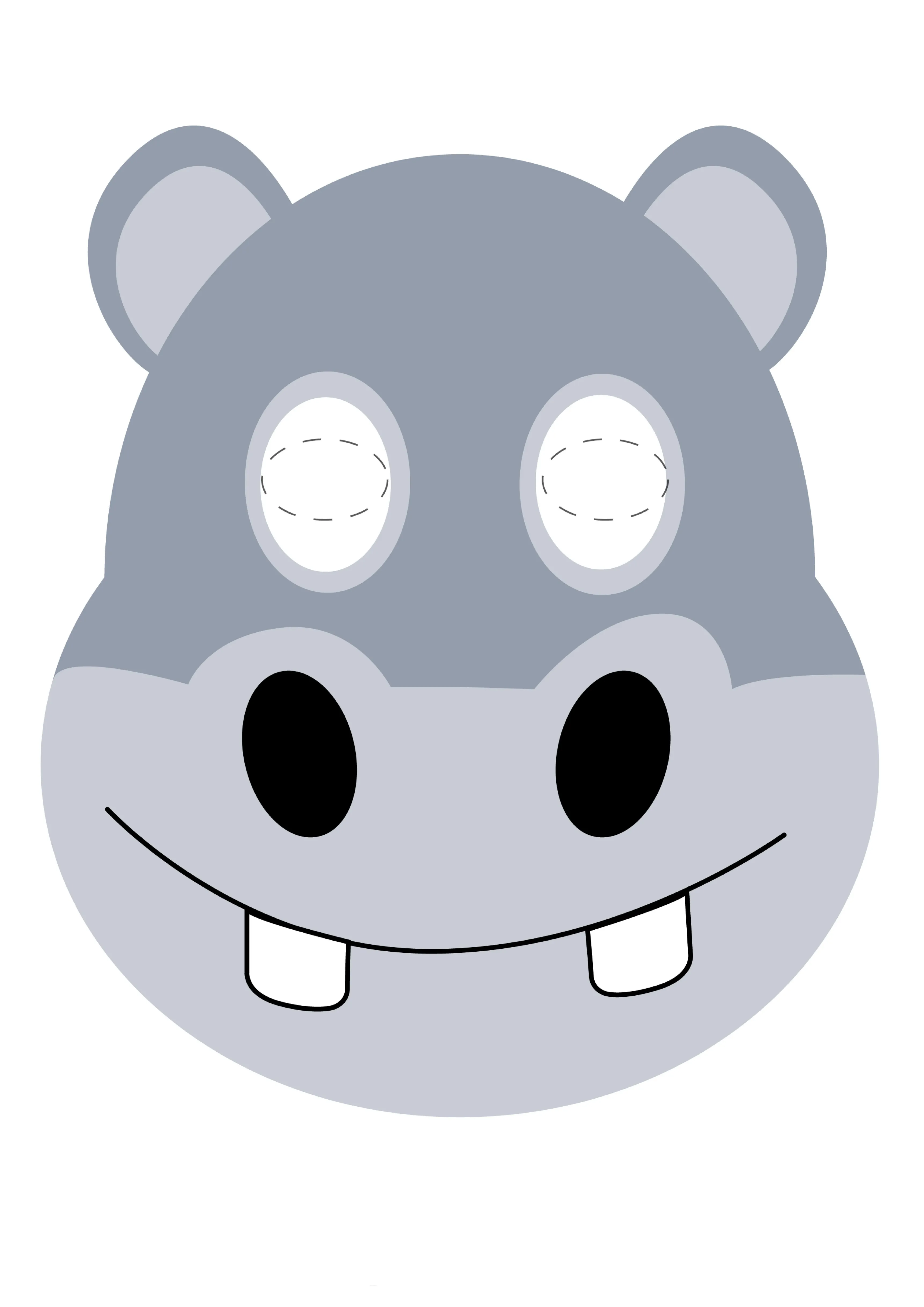 Máscara Hipopótamo para imprimir