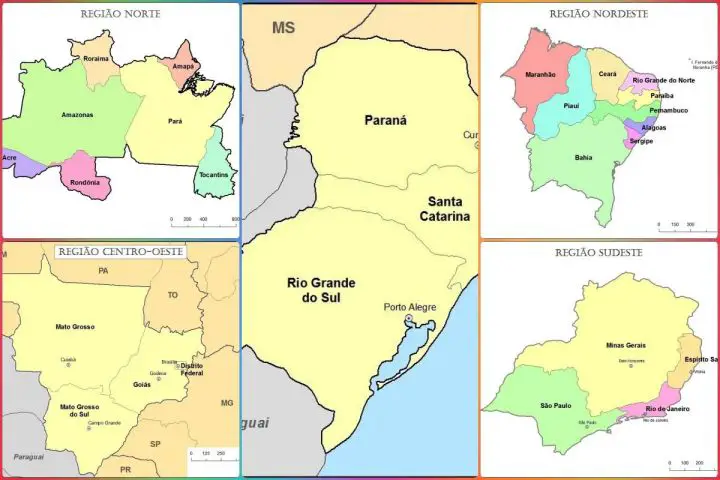 Mapa Regiões do Brasil para imprimir