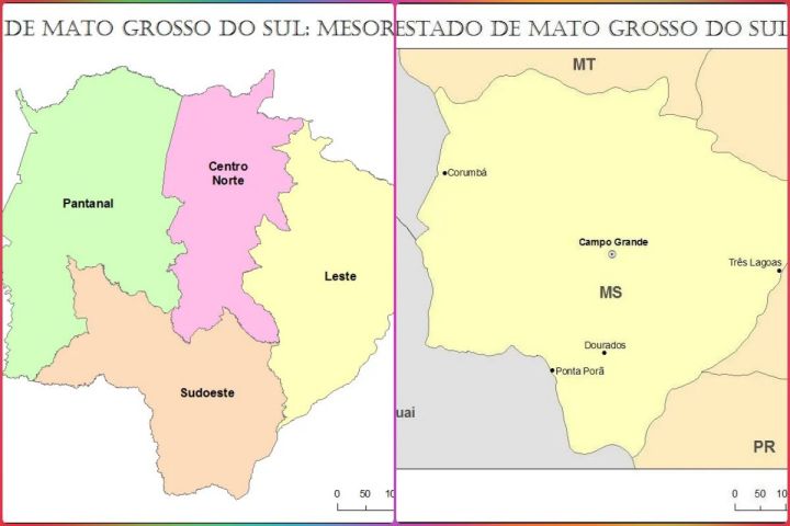 Mapa de Mato Grosso do Sul para imprimir