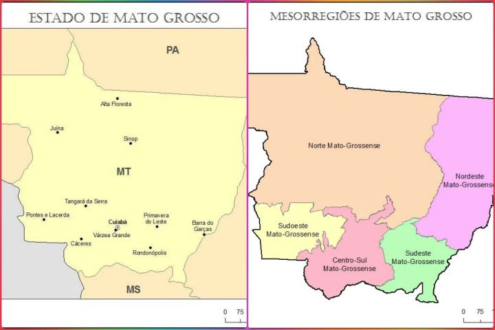 Mapa de Mato Grosso para imprimir