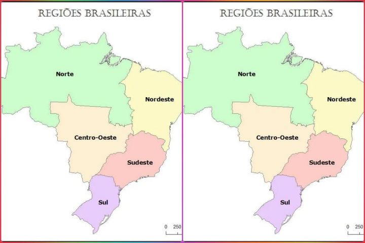Mapa do Brasil dividido em regiões para imprimir