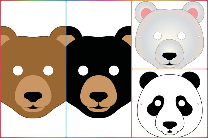 Desenhos para Colorir e Imprimir de Máscara de Urso Panda 