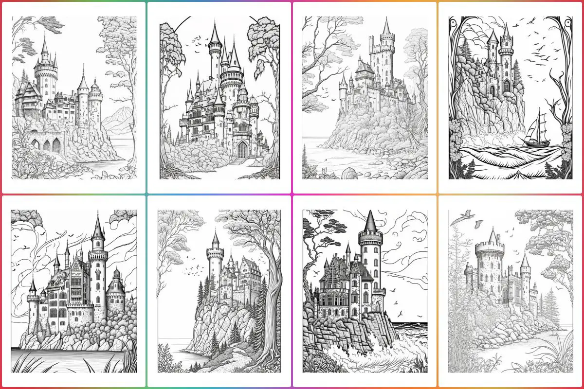 Castelos para colorir