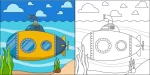 submarino para colorir