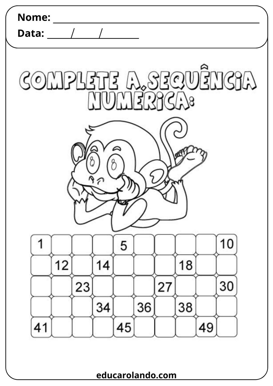 Complete a sequência numérica (1)