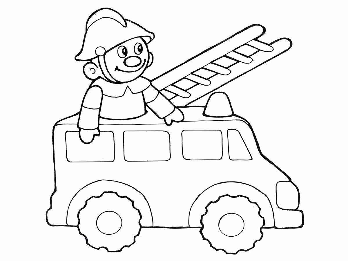 carro corpo bombeiro desenho infantil para colorir