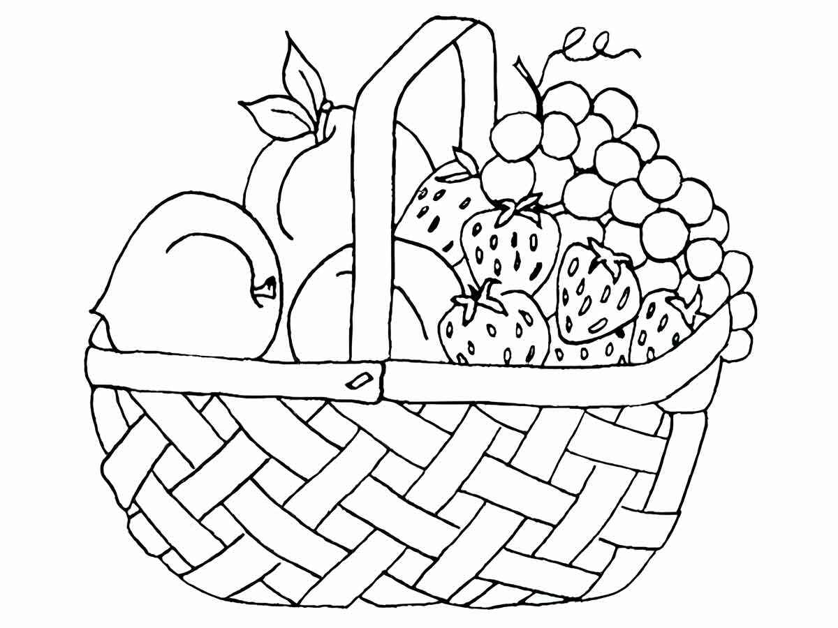 cesta de frutas para colorir 1