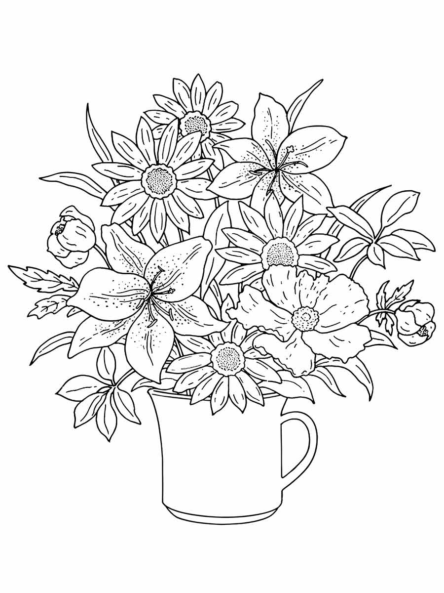 desenho jarro de flores para colorir 67