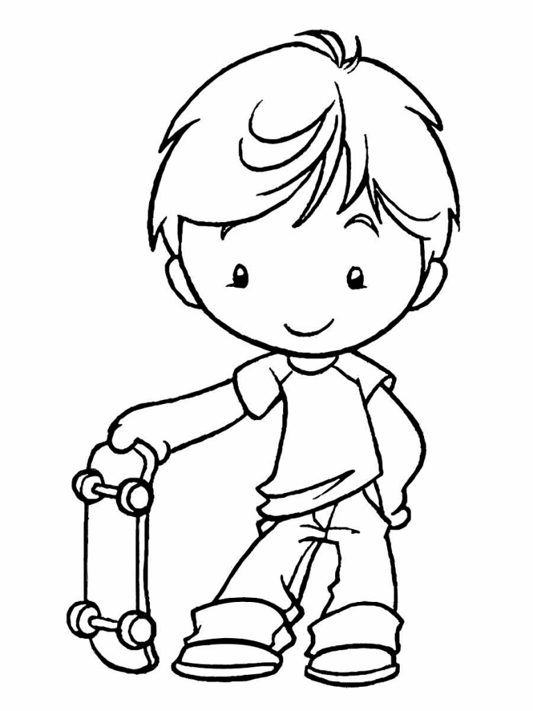 desenho menino com skate para colorir