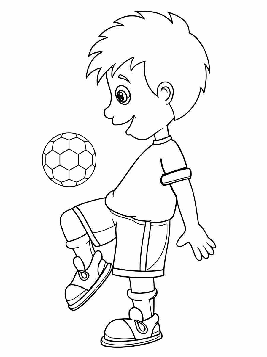 desenho menino jogando bola para colorir 1