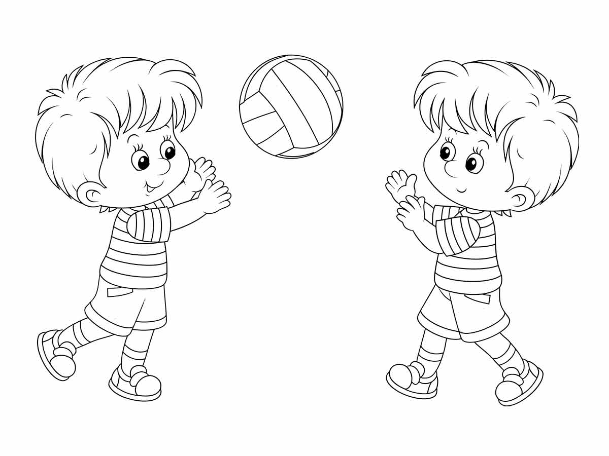 desenho meninos jogando bola para colorir