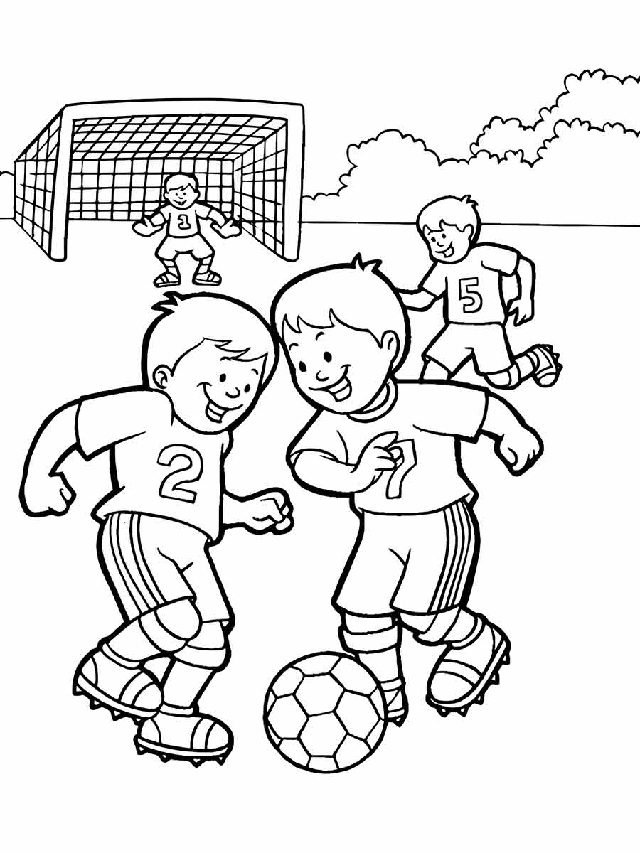 desenho meninos jogando futebol para colorir