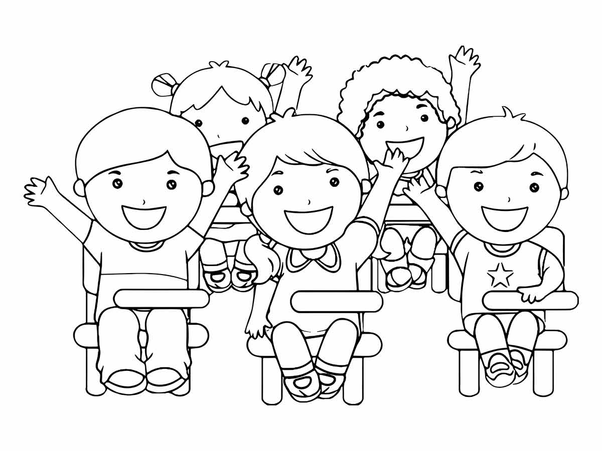 desenho meninos na escola para colorir