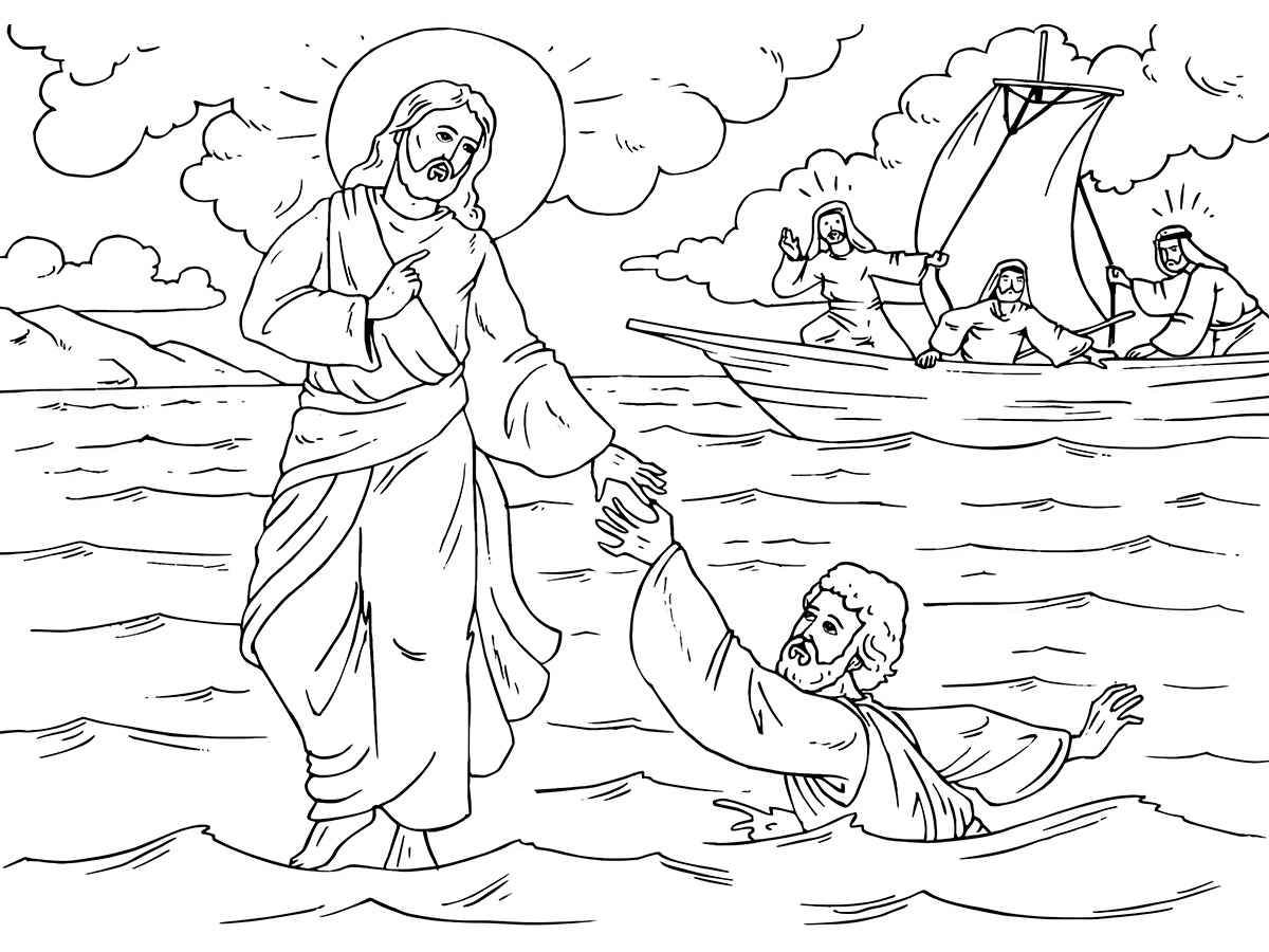 jesus e pedro andando sobre o mar