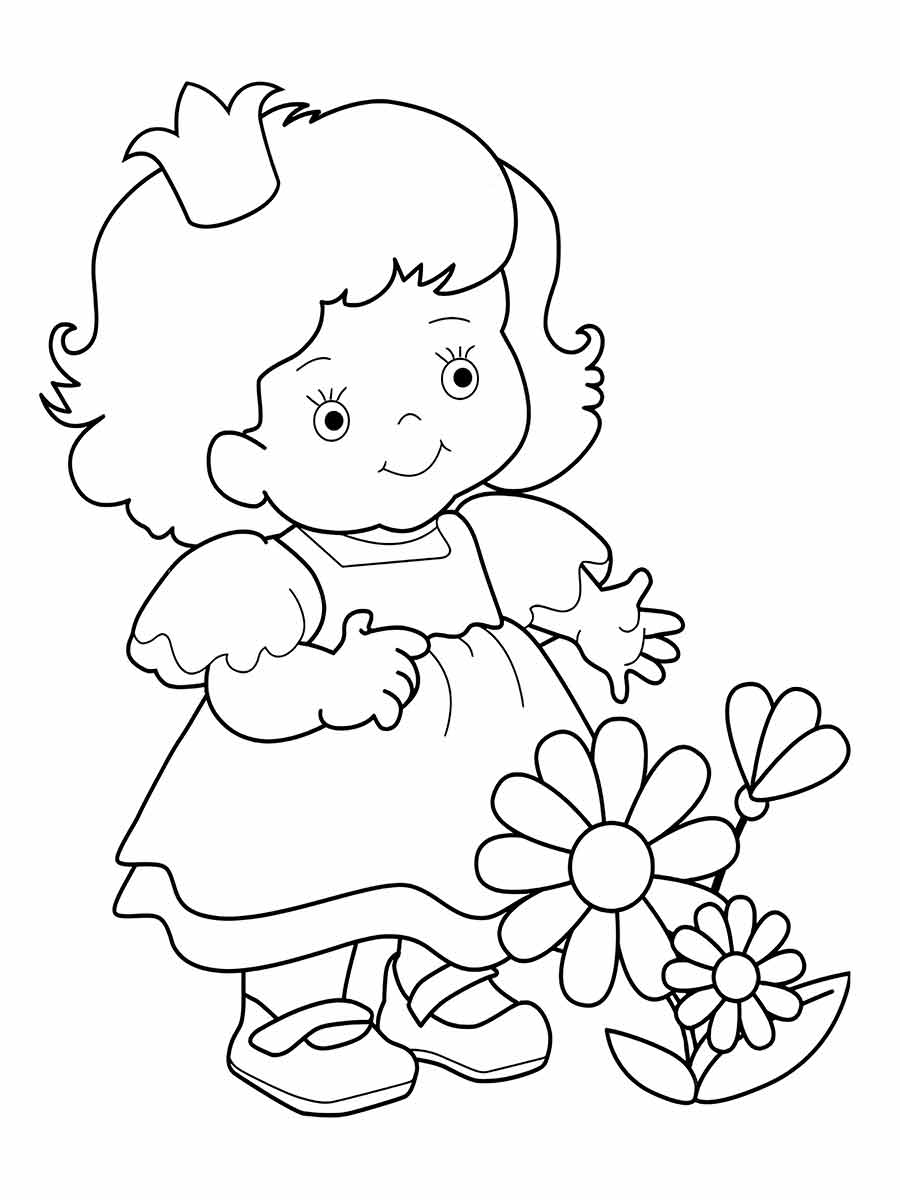 menina flores desenho infantil para colorir