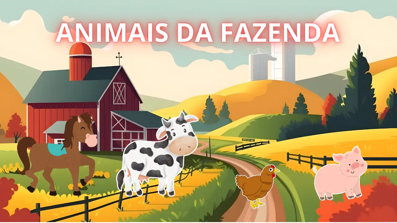 Vídeo de Animais da Fazenda para Crianças Aprenderem com Som