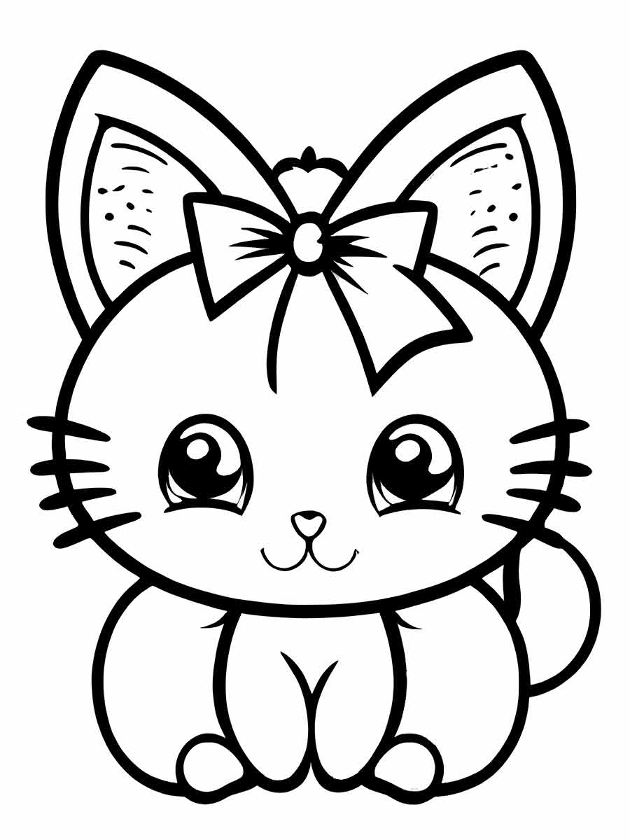 desenho fofo do gatinha kawaii para colorir