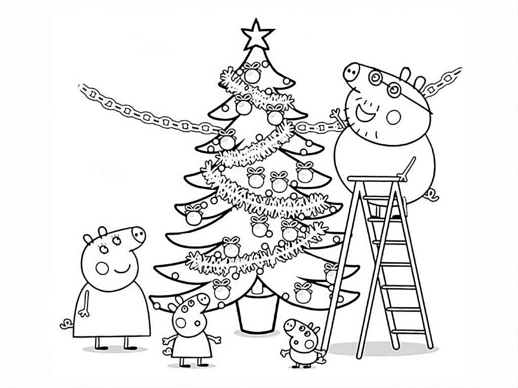 arvore de natal peppa pig para colorir 61