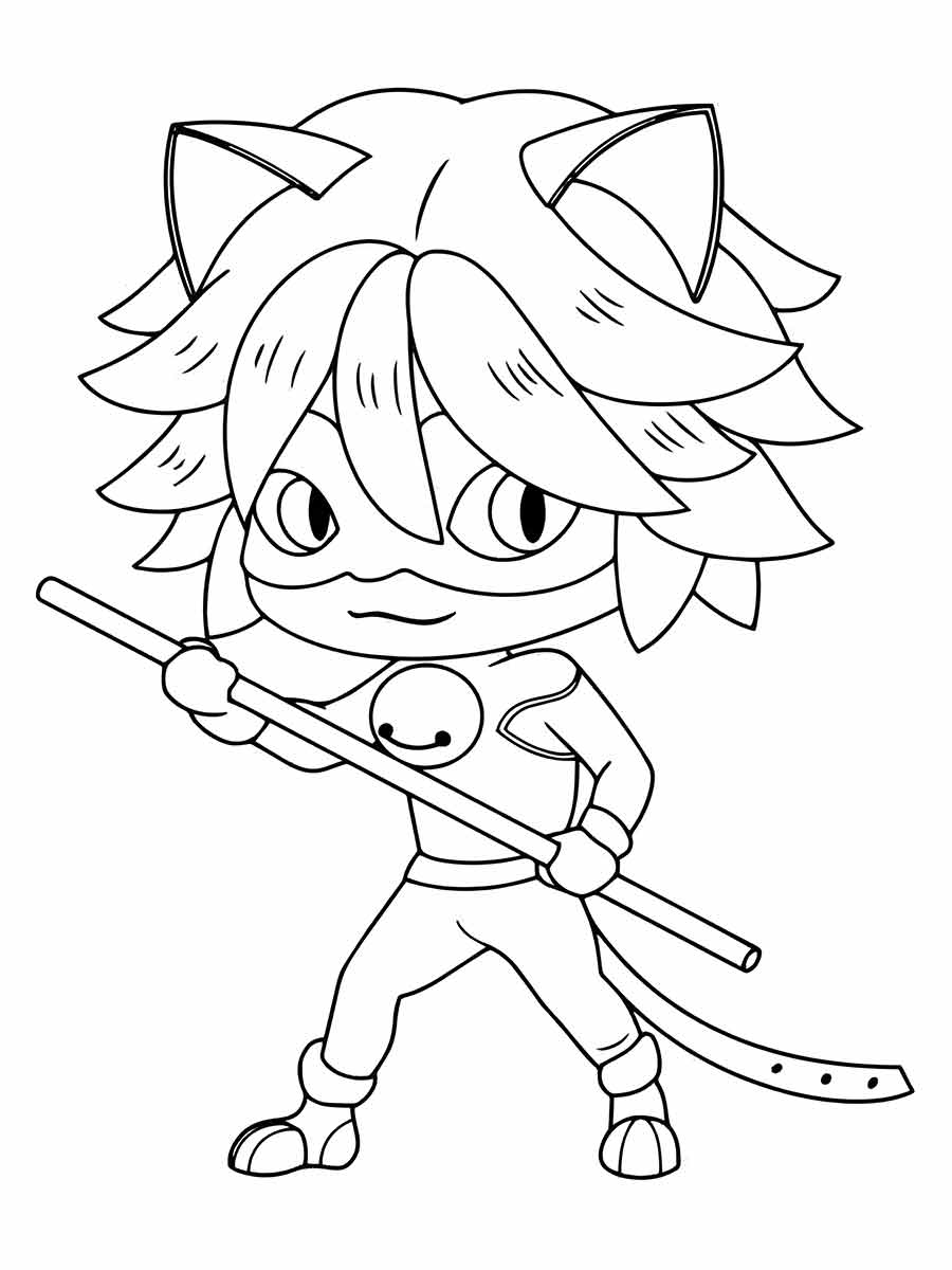 desenho cartoon cat noir para colorir