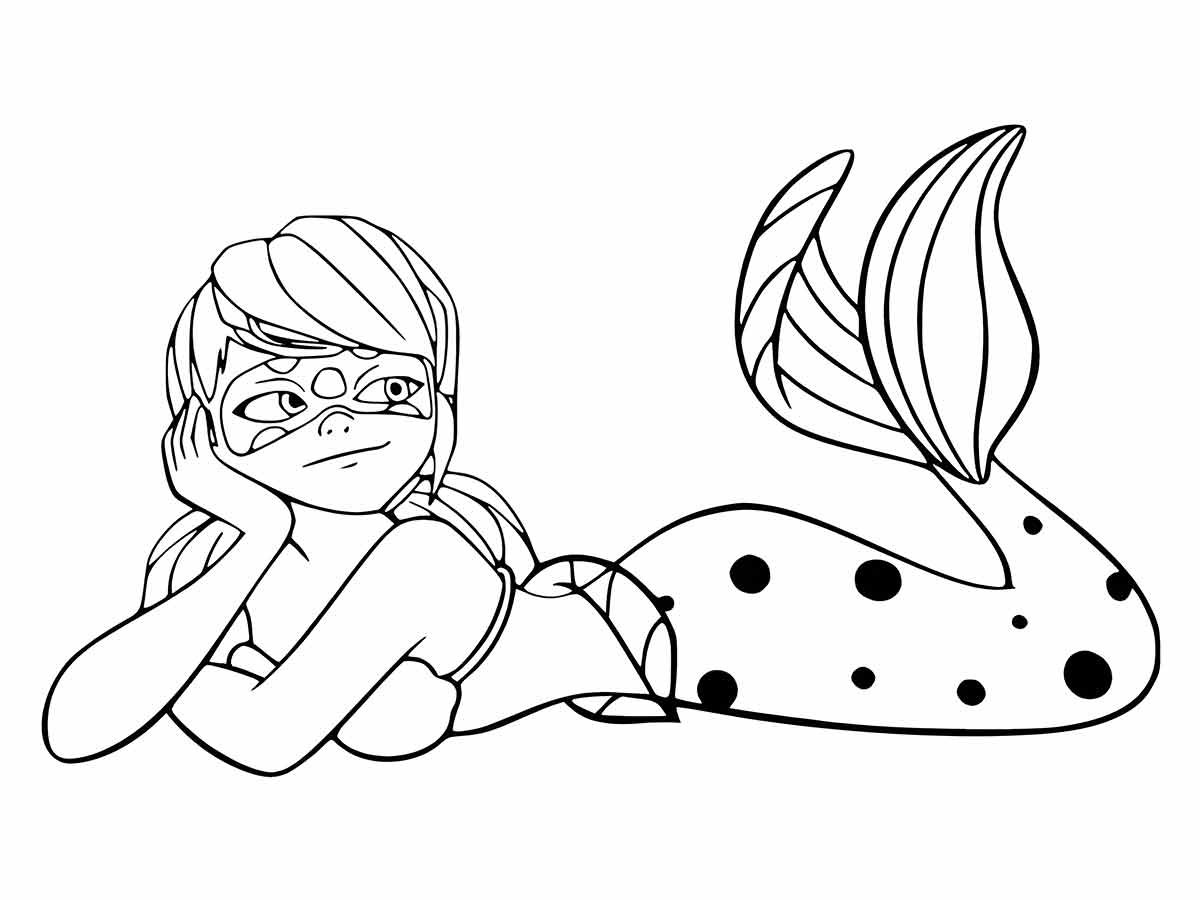 desenho marinette joaninha sereia para colorir