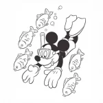 desenho para colorir mickey com peixes