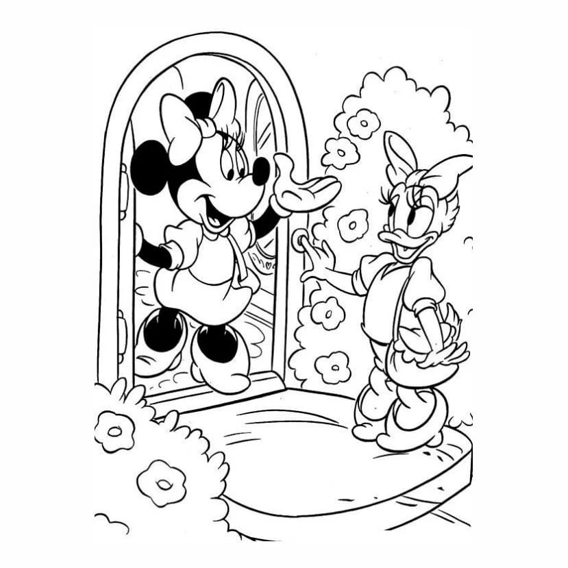 desenho para colorir minnie abrindo a porta para margarida.jpg