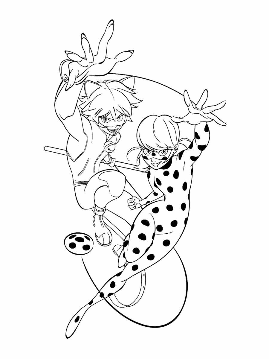 desenhos cat noir ladybug para colorir