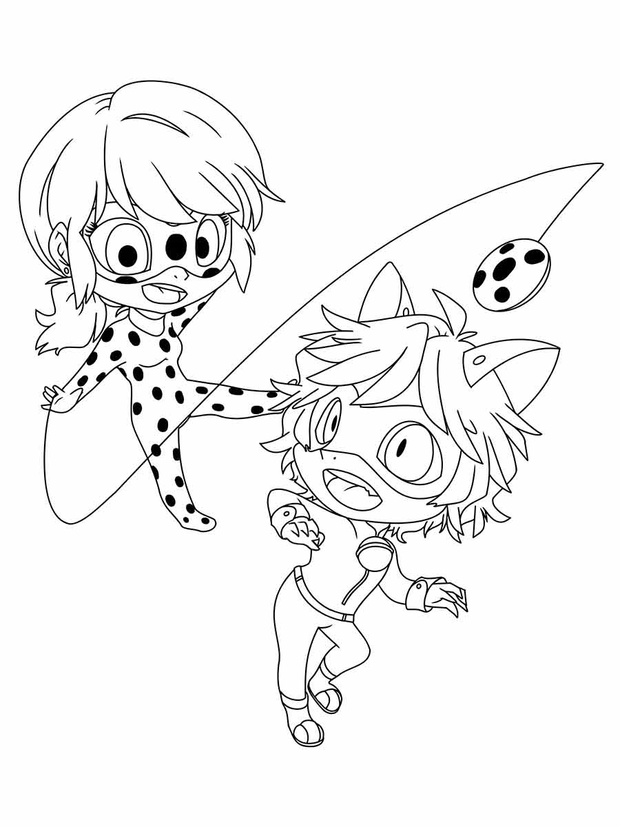 desenhos ladybug e cat noir infantil para colorir