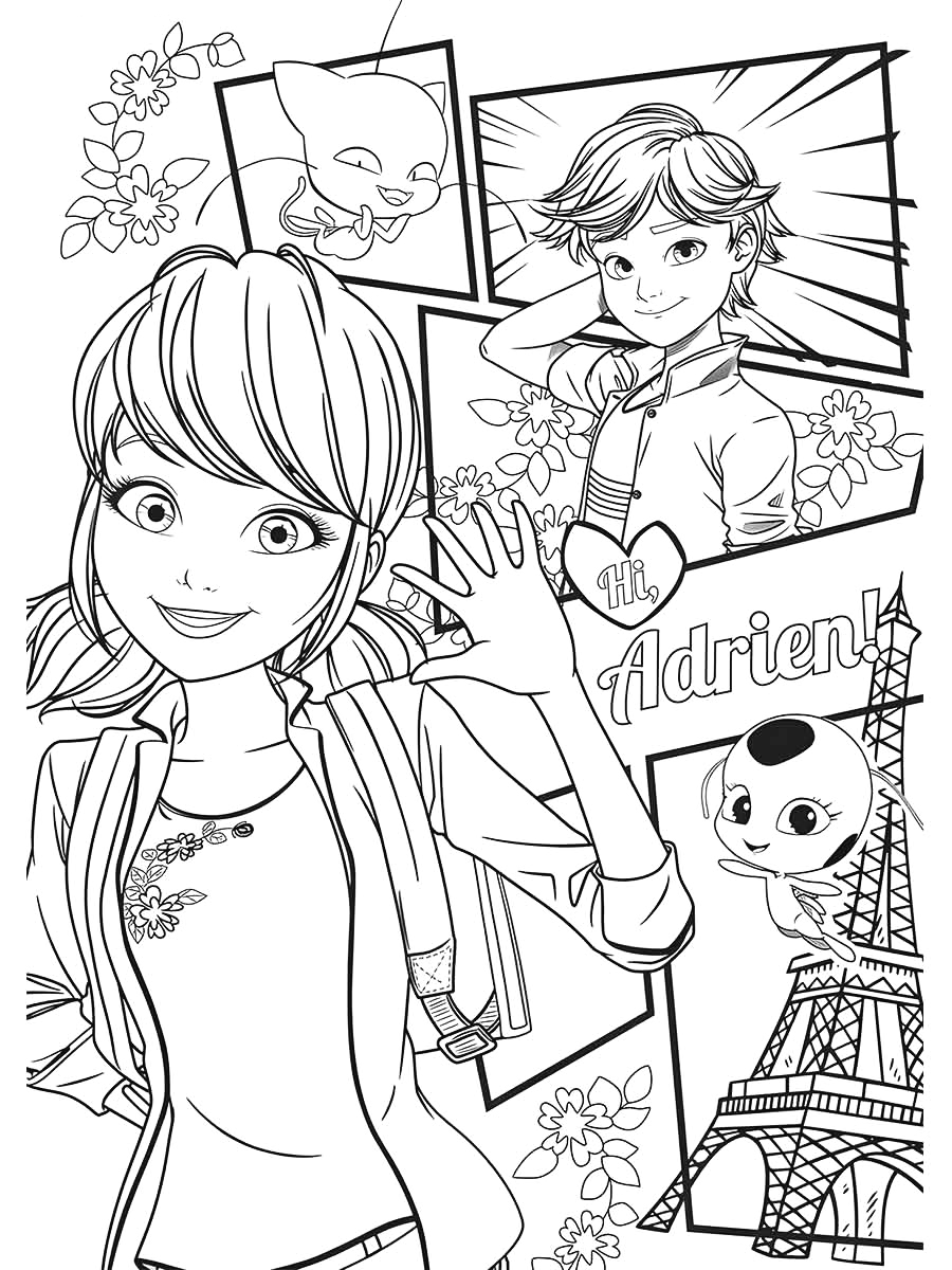 desenhos ladybug e cat noir para colorir