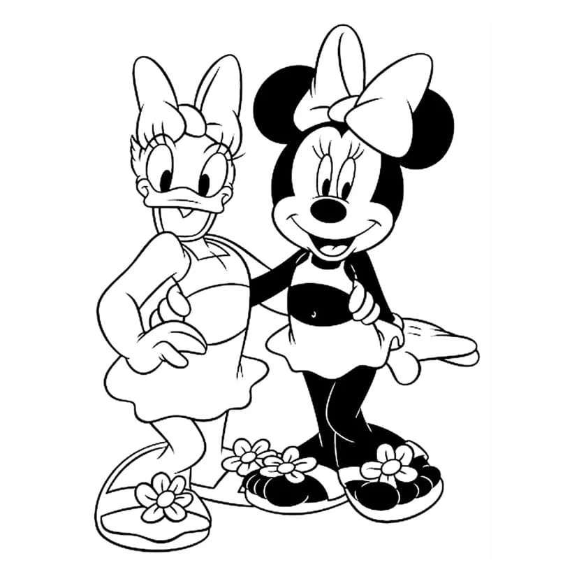 minnie para colorir com margarida.jpg