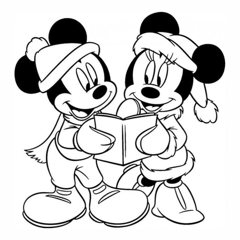 minnie para colorir lendo mensagem de natal com mickey.jpg