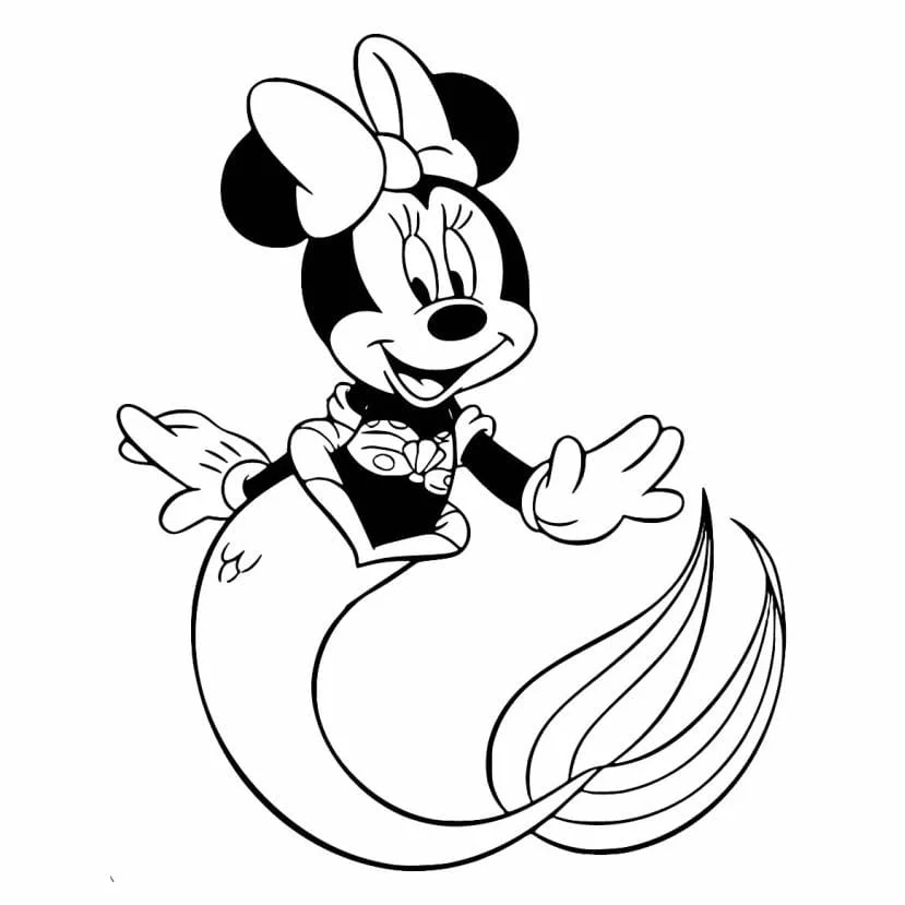 minnie para colorir sereia disney.jpg